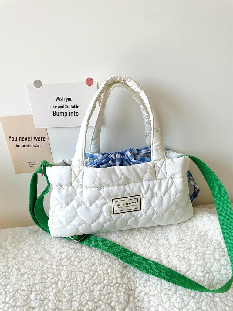 Korean Style Plaid Drawstring Messenger Handbag - Soft, Sticky, and Parent-Child Option for Autumn/Winter