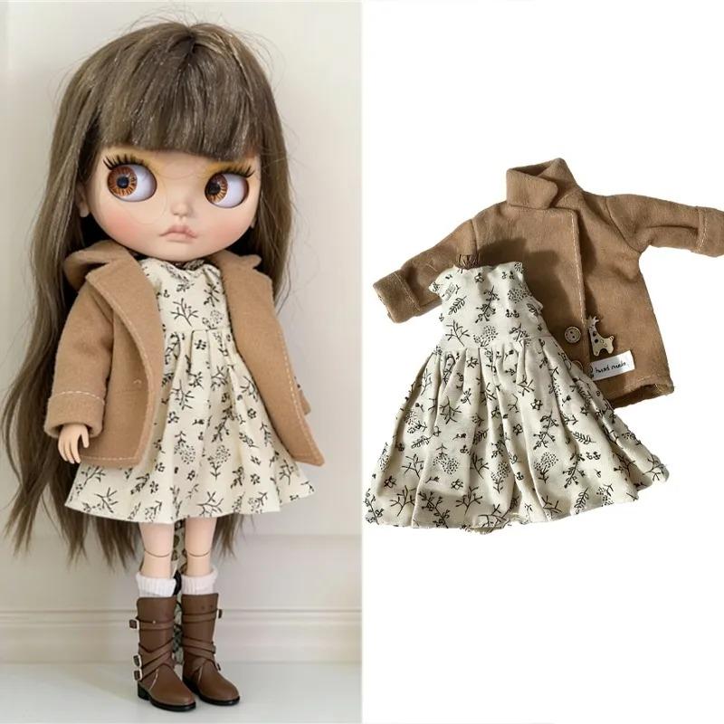 For Blythe Doll Clothes Princess Lace Maid Skirt Set Cute Plaid Pants Vintage Dress Outift Clothing OB24 OB22 1/6 Accessories