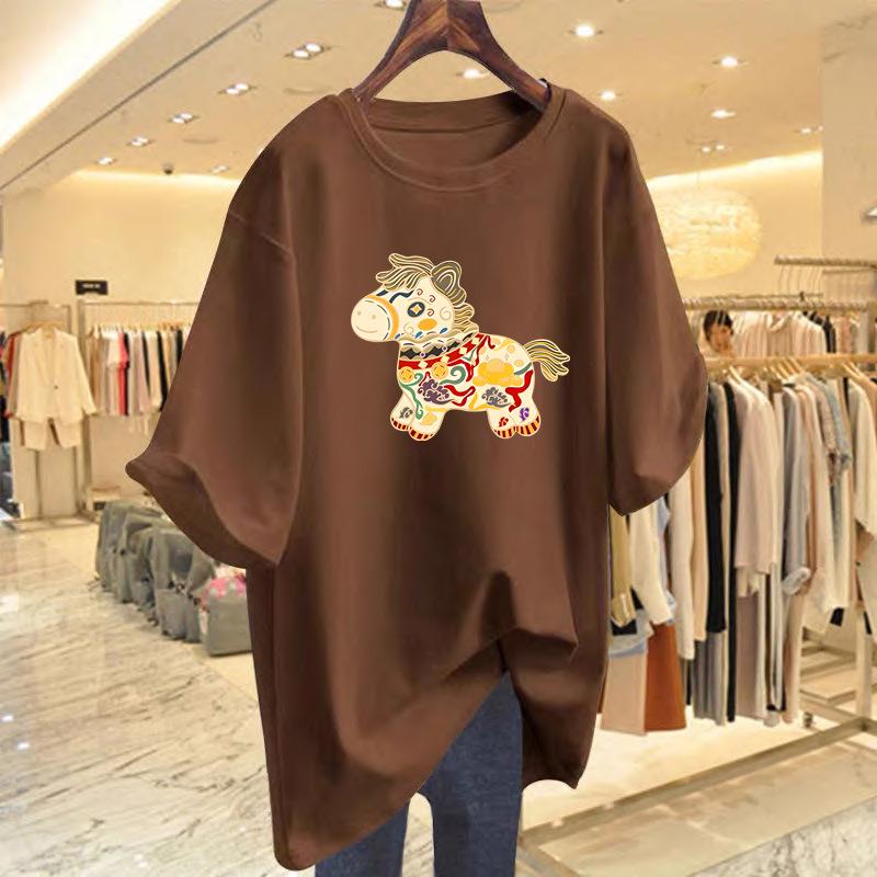 

Women s Red Cotton Year of the Horse T-Shirt - 2026 New Year Short Sleeve Loose Fit M