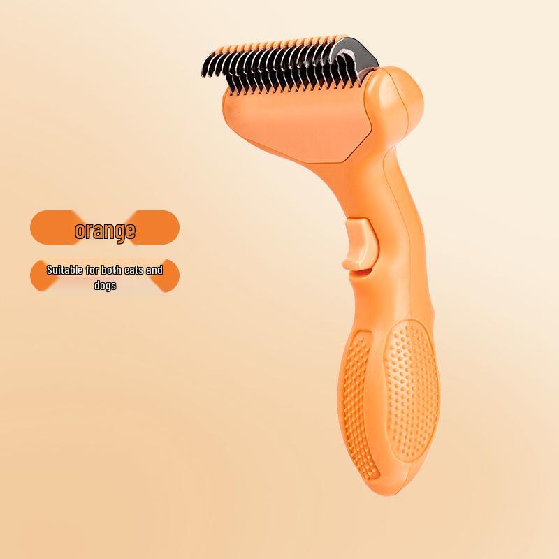 

Pet De-Shedding & De-Tangling Self-Cleaning Comb: Fine Needle Hair Remover for Dogs оранжевый