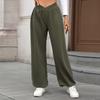 Women's Casual Fashion Elastic Waist Pocket Cuff Loose Solid Color Trousers