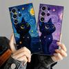 Rotating Starry Sky Cat Case for Samsung Galaxy S26 Ultra S21 FE S20 Ultra S10 S9 S25 Plus Note 20 8 9 10 S24 S23 Funda Phone