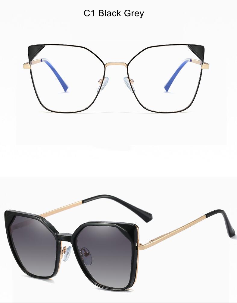 Square Clip On Sunglasses Ladies 2 In 1 Oversized Shades Popular Big Frame Fashion Sun Glasses Lady Magnet Eyewear as picture