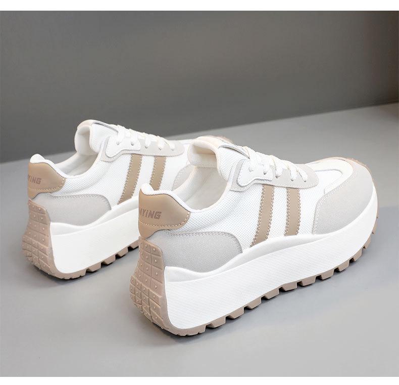 BN007 Women's Height-Boost Travel Shoes 2024: Versatile, Breathable, White, Thick-Soled, Wear-Resistant.
