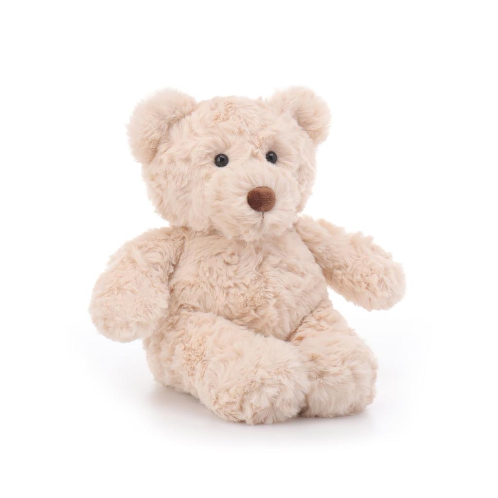 Aprikosenfarbenes Lammcreme Kaffee Bär Plüschtier für Kinder, Weicher und niedlicher flauschiger Creme Kaffee Bär für Mädchen und Jungen, 22cm