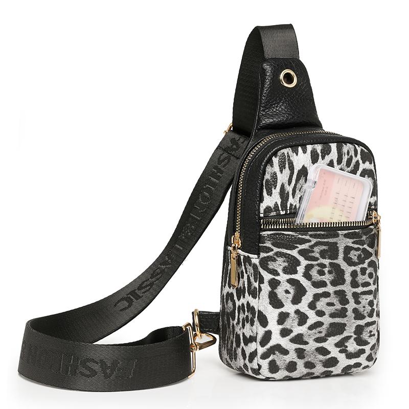 Τσάντα Στήθους με Λεοπάρ Μοτίβο Γυναικεία Τσάντα Χιαστί Χρωματική Αντίθεση Ώμου Κινητού Τηλεφώνου Μικρή Τσάντα