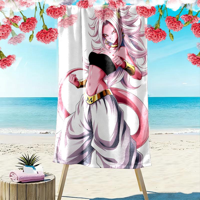 Android 18 Print Beach Towel, Large Soft Quick Dry Towel for Beach Camping Swimming