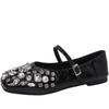 Fashion fairy style silver rhinestone Mary Jane shoes women's spring and summer new versatile casual flat bottom with skirt single shoes