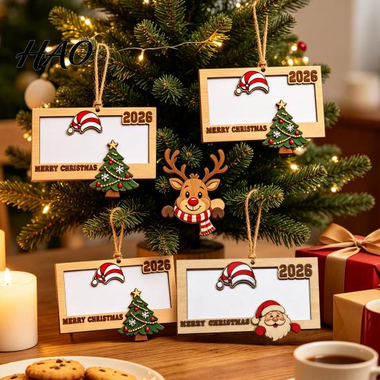 Christmas Tree Decoration with Money Slot 2Pcs Holder Hanging Ornament for Cash, Wooden Xmas Holiday Decoration, Reusable Cash Box Party Tabletop