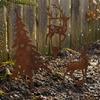 Metal Garden Stake RustColored Antiqued Weathered Christmas Tree Elk