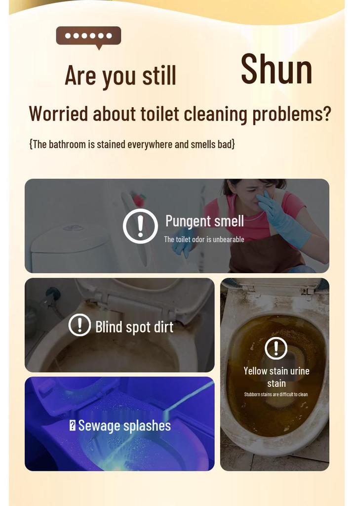 Powerful Toilet Cleaner: Descaling, Deodorizing, Fresh Scent, Stain & Yellowing Removal Liquid