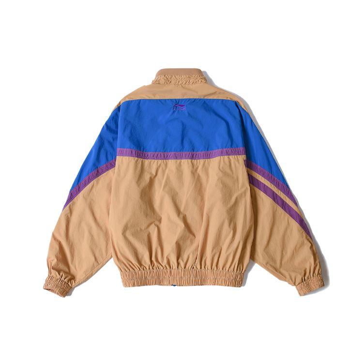Li Ning Sports Fashion Series Embroidered Logo Color Block Jacket Men Jacket Blue Brown AJDR231-3