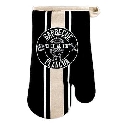 [R6598] - 'Barbecue Plancha' Kitchen Glove Black Beige (boss At the Top) - 28x14cm