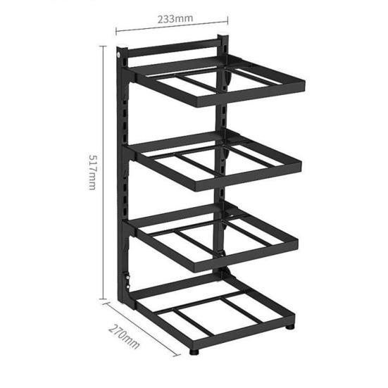 Kitchen Storage Shelf Pot Organizer with Guardrail Strong Load-bearing Rustproof Corrosion Resistant Pot Stand Multi-layer Shelf