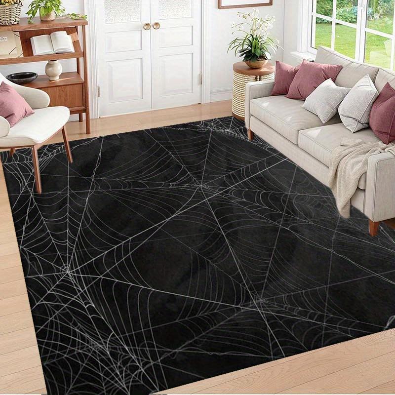 Reusachtig Spinnenweb Vloerkleed, Antislip Zwarte Vloermat voor Woonkamer Slaapkamer Badkamer, Moderne Huisdecoratie Rechthoekig Tapijt 40x60cm