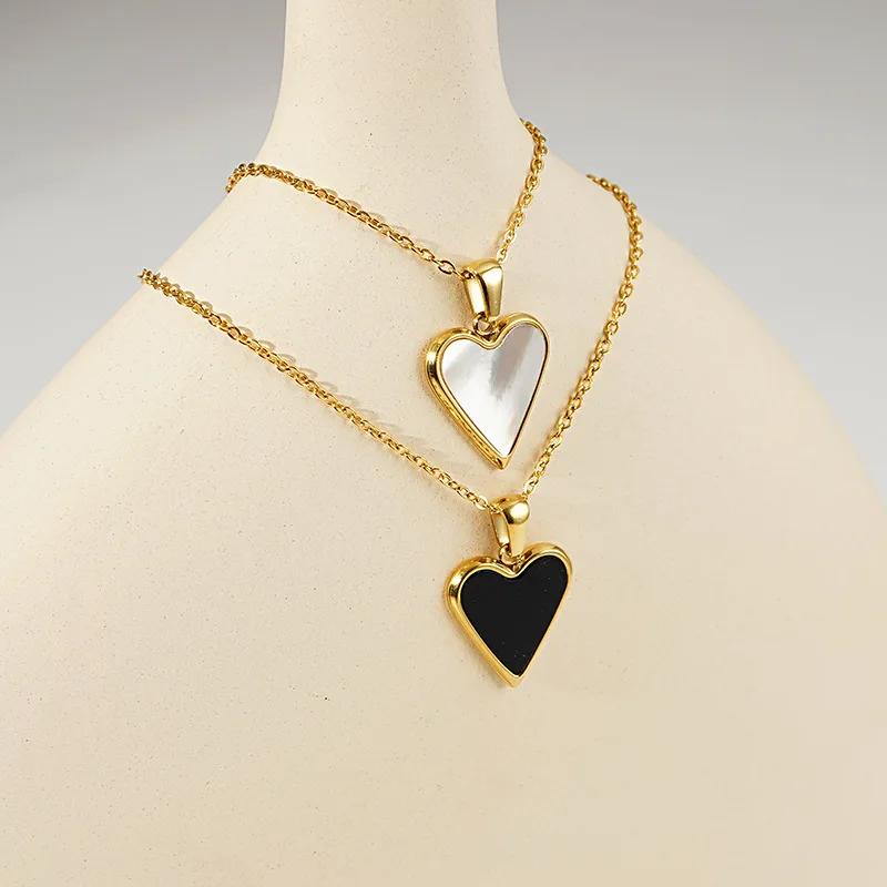 New Green Black Heart Dainty Necklace Gold Color Chain Choker For Pendant Stainless Steel Lady