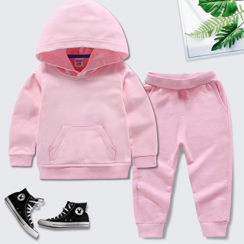 Baumwoll-Kapuzensweatshirt-Zweiteiler für Kinder, Jungen und Mädchen - Sportbekleidung für Frühling/Herbst