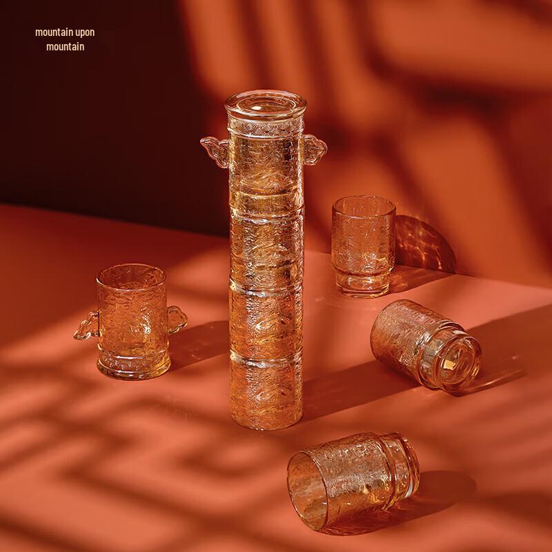Elegant Huabiao Column Glass Cup Set