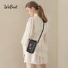 Embroidered Pearl Accent Simple Crossbody Phone Bag