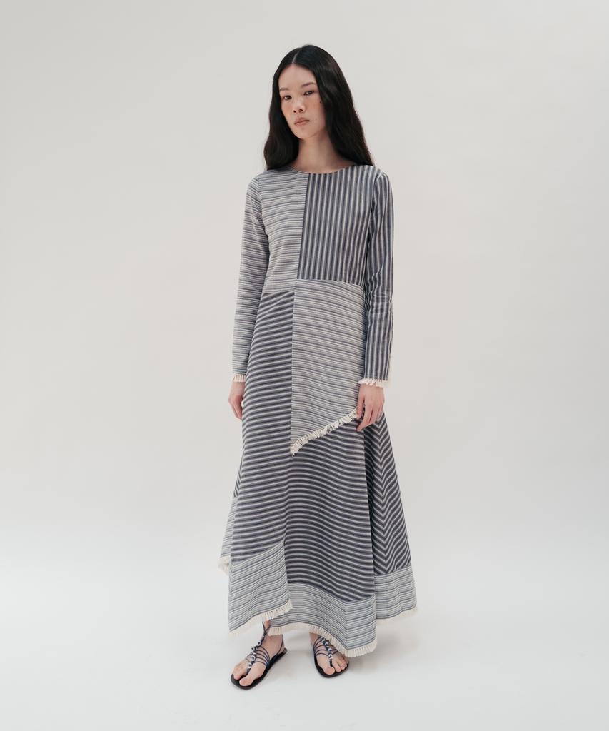 Bopeu Beina Fringe Maxi Dress (Navy Stripe)