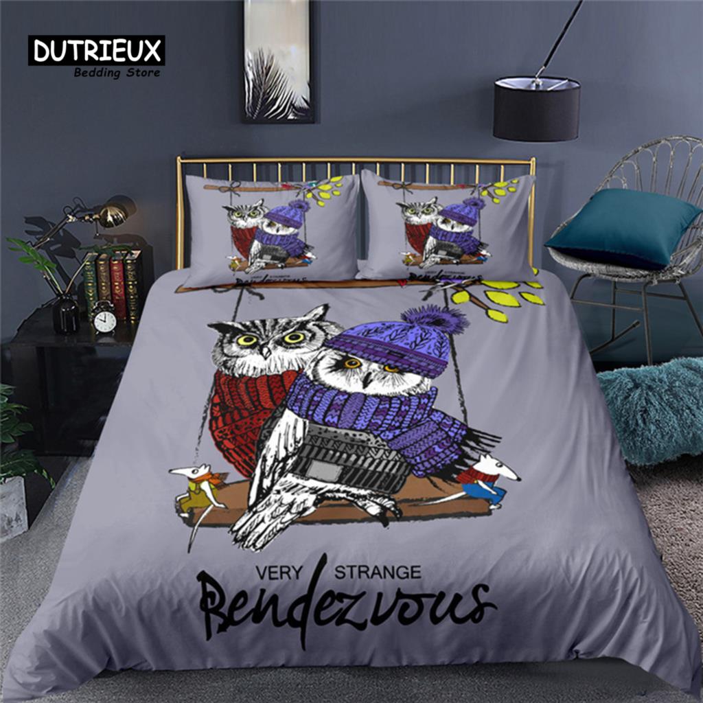 Durable Lightweight Animals Cartoon Owl Butterfly Elephant 3D Print Turtle For Child Adults Polyester King Comforter