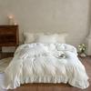 French Princess Style Lace Ruffles Wedding Bedding Set Washed Cotton Soft Duvet Cover Bed Sheet/Fitted Sheet Pillowcases 4Pcs