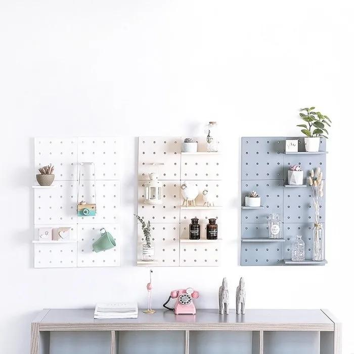 Household Plastic Orifice Storage Rack Living Room Kitchen Bedroom Partition Wall Wall Hanging Shelf