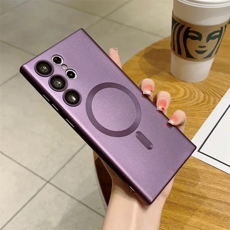 Matt Mjukt Skal för Samsung S24FE S25 S24 S23 S22 Note20 Ultra S21 S20 Plus FE Magsafe Telefonskal Stöttåligt Skal Anti-Repor