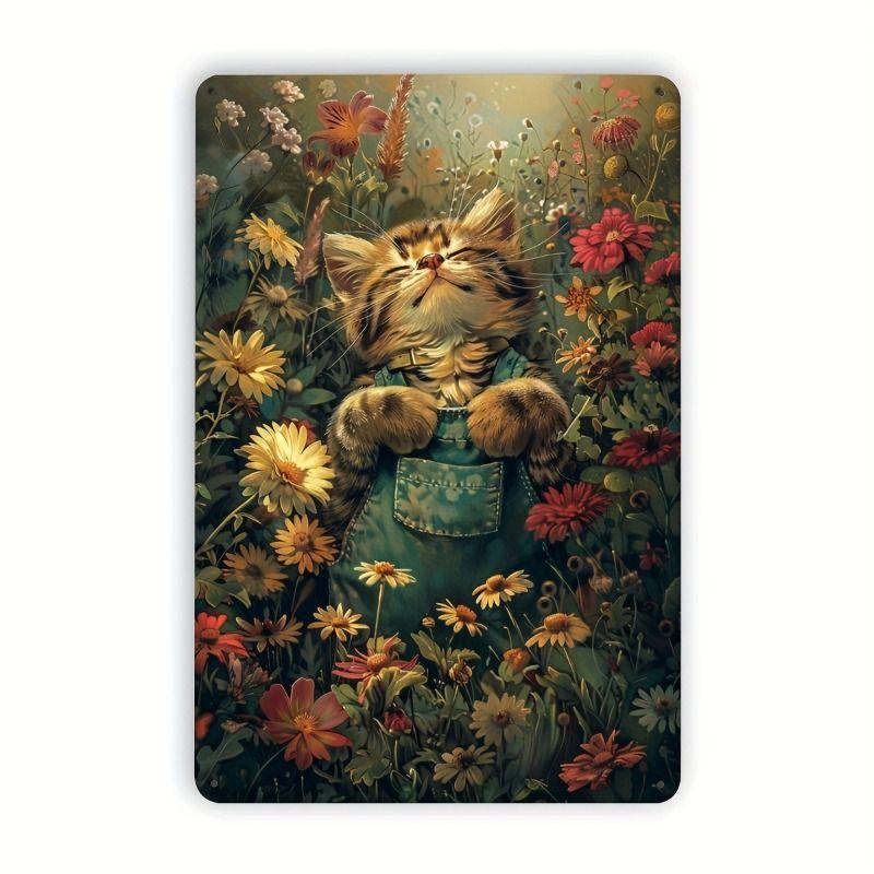 Vintage Style Metal Tin Sign Cute Cats Dogs for Cafe Interior