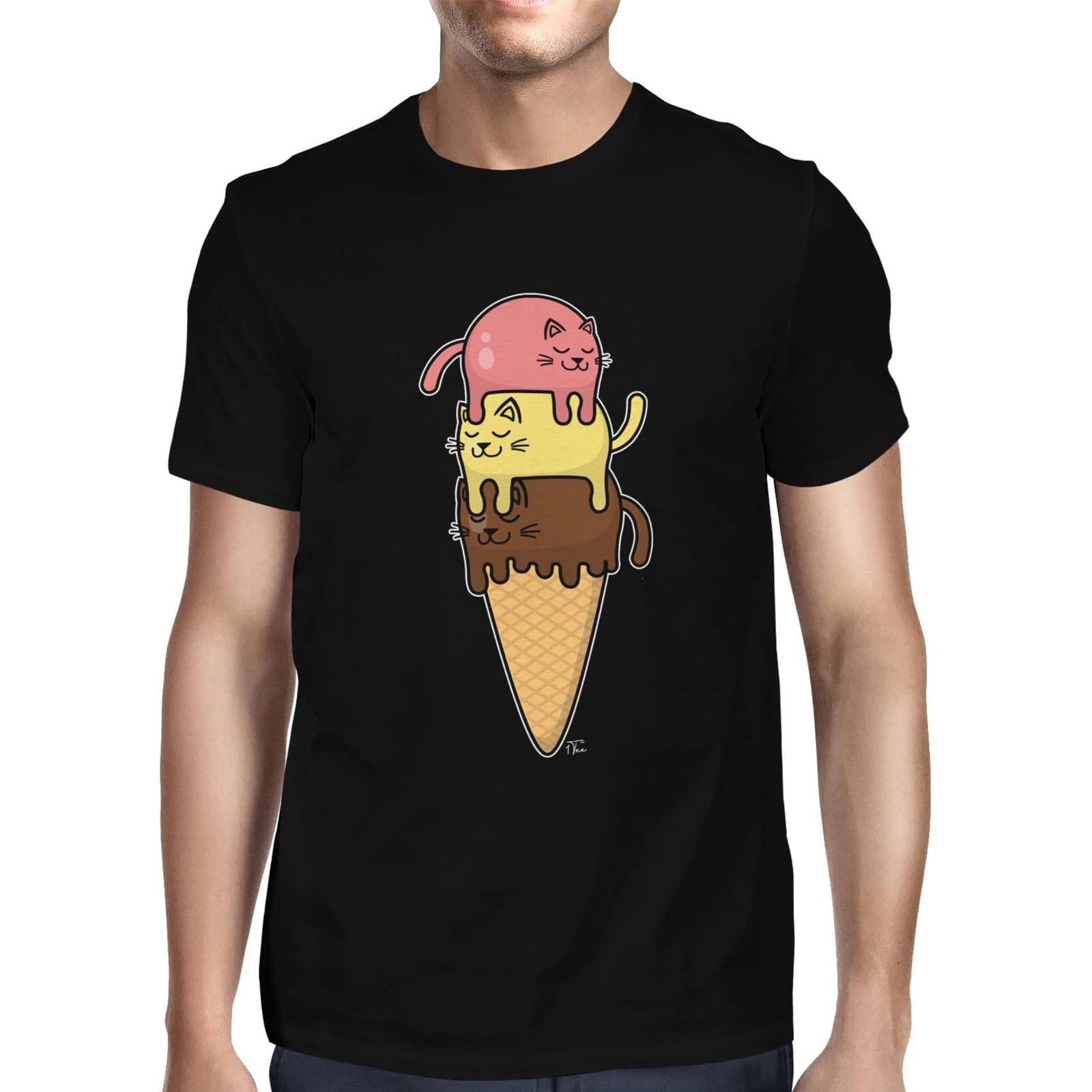 1Tee Mens Cats Stacked on Ice Cream Cone T-Shirt M