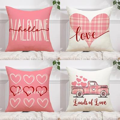 1/4 Stück Valentinstag Liebe Kissen: Herzliche Designs - Sei mein & Viel Liebe Sofakissenbezug Heim Schlafzimmer Dekoration