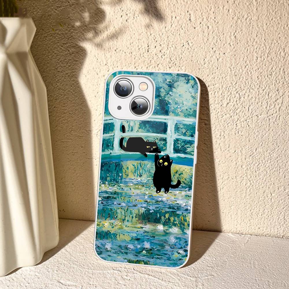

Black Cat Van Gogh Tempered Glass For Iphone 14 13 12 11 Pro Mini XS MAX 14Plus X XS XR Cover iphone Xs Max