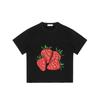 Übergroßes T-Shirt Schwarz Erdbeer-Print Freizeitkleidung für Männer und Frauen Sommer-Outfit Streetwear-Mode Trendiges Oberteil
