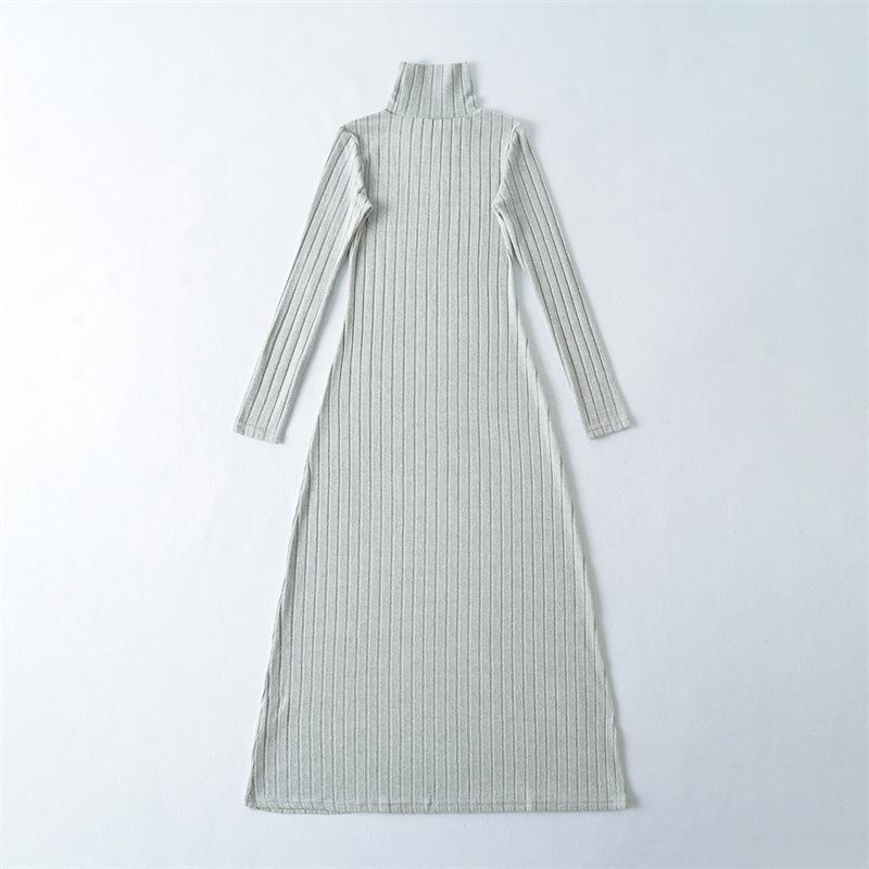 Elegant High Neck Long Sleeve A-Line Dress for Women - Spring/Autumn 2026