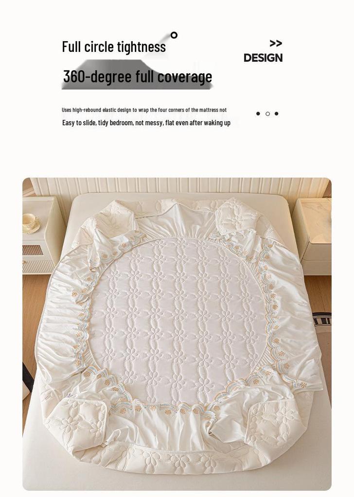 Princess Style Wool Lace Bed Skirt Cover - Non-Slip All-Season Thickened Mattress Protector for Single Beds
