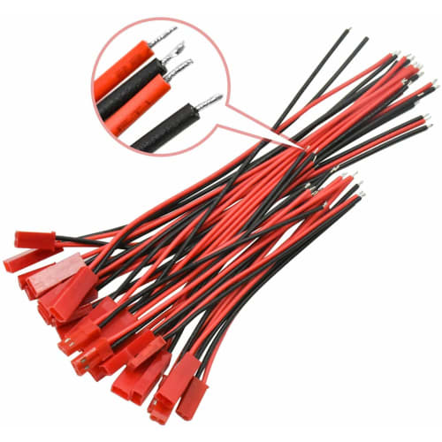 GTIWUNG 30 Pairs JST 2-Pin Male/Female Connector Plugs with 10CM/15CM 22AWG Cables for RC BEC LiPo Battery