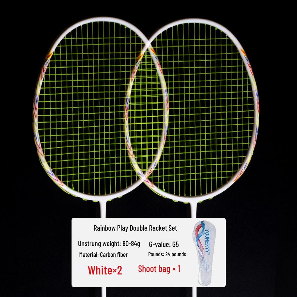 Full Carbon Fiber Badminton Racket Set for Men and Women - Durable, Lightweight, Offensive & Defensive, Professional Adult Singles & Doubles Play
