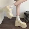 White High-heeled Small Leather Shoes, New French New Shoes In Autumn, Retro Thick-soled Heightened Japanese Muffin Single Shoes