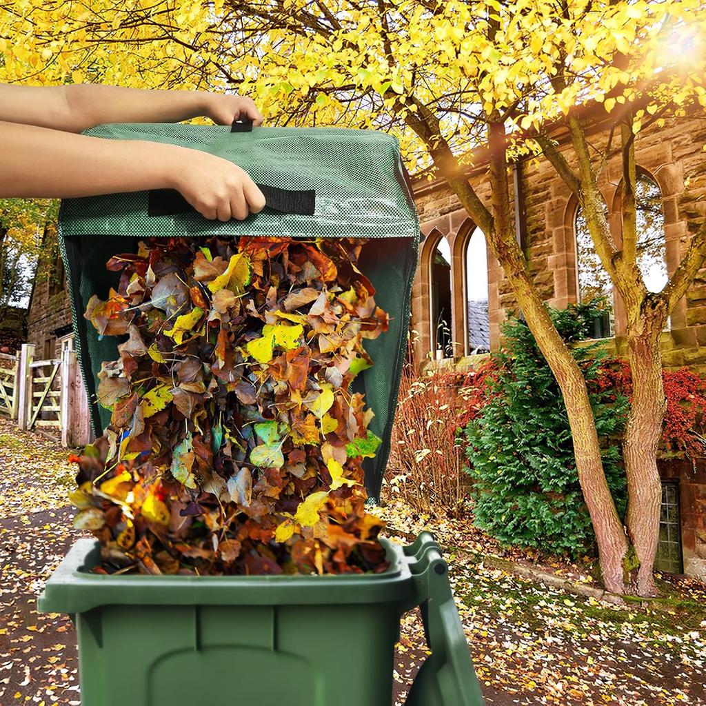 30 Gallon Leaf Collector, Leaf Bag Chute, Portable Pop Up Leaf Bags, Foldable Dustpan Leaf Pick Up Tools Leaf Loader, Reusable Yard Garden Bags for