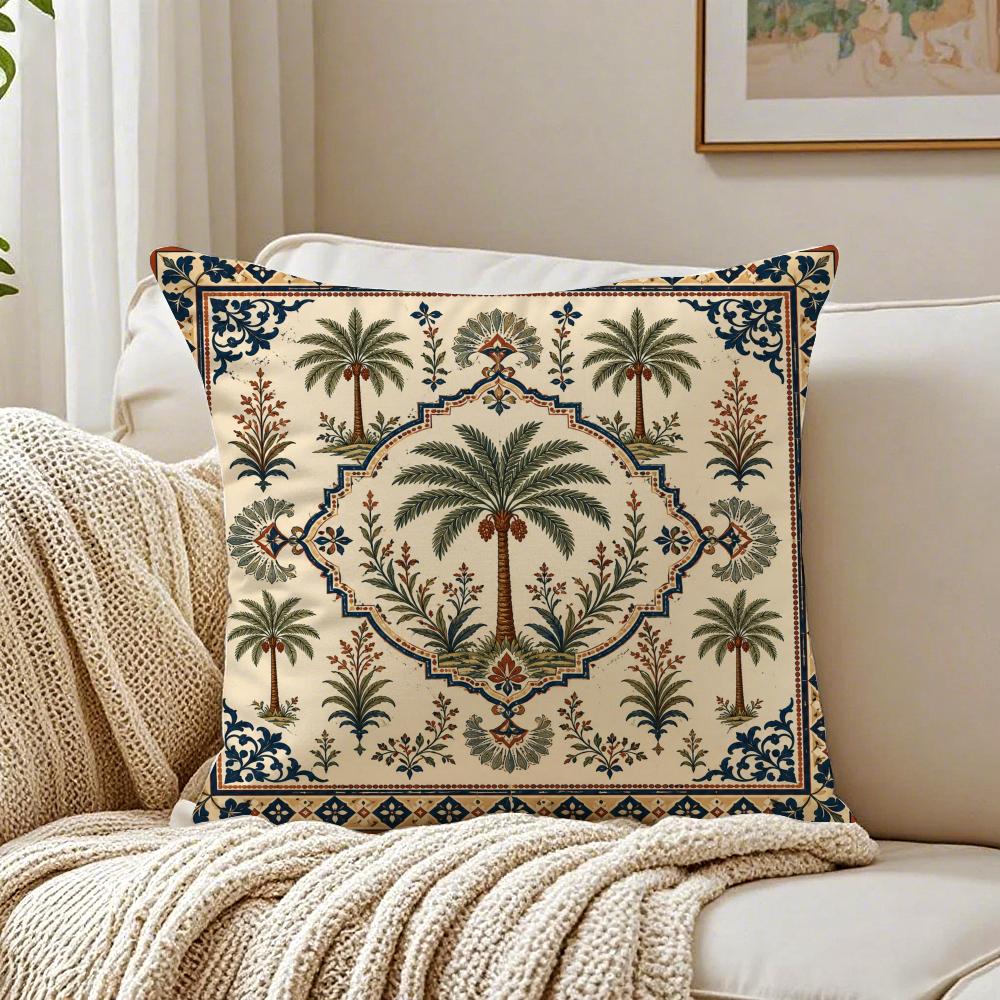 Palm Tree Patterned Pillow Case Breathable Organic Short Plush Cushion Covers Machine Washable WrinkleResistant Soft Durable
