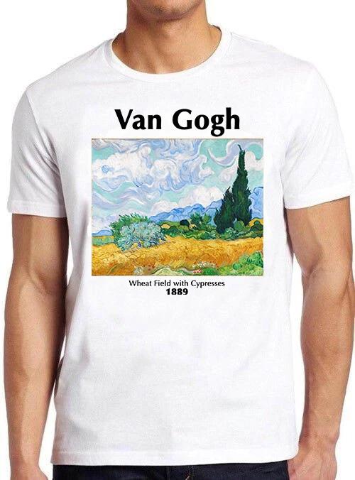 Vincent Van Gogh T Shirt Wheat Field with Cypresses 1889 Art Painting Tee 3226 XXXL