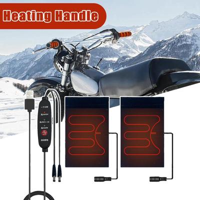 Poignées Chauffantes pour Moto 5V USB 3 Niveaux Chauffant Housse Chauffante Électrique pour Guidon Équipement de Protection Thermique Hivernal pour la Conduite Accessoires