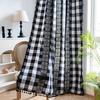 Black And White Plaid Splicing Curtains Medium Ancient Style Foreign Retro Personalized Art Hollow Short Curtain