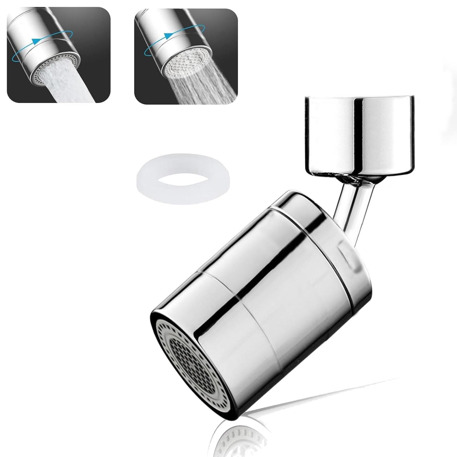 

Поворотный на 360 ° кухонный смеситель с распылительной головкой, фильтр для умывальника, адаптер для защиты от брызг, 2 режима, регулируемый аэратор для кухонного смесителя для раковины