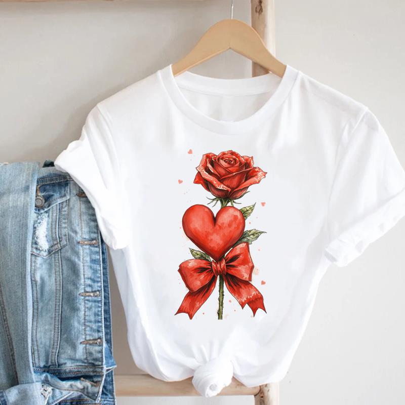 (Азиатский размер) Футболка Мода Женская милый цветок тренд милая Одежда Повседневный Топ Короткий рукав Футболка Принт Леди Женская Графические футболки