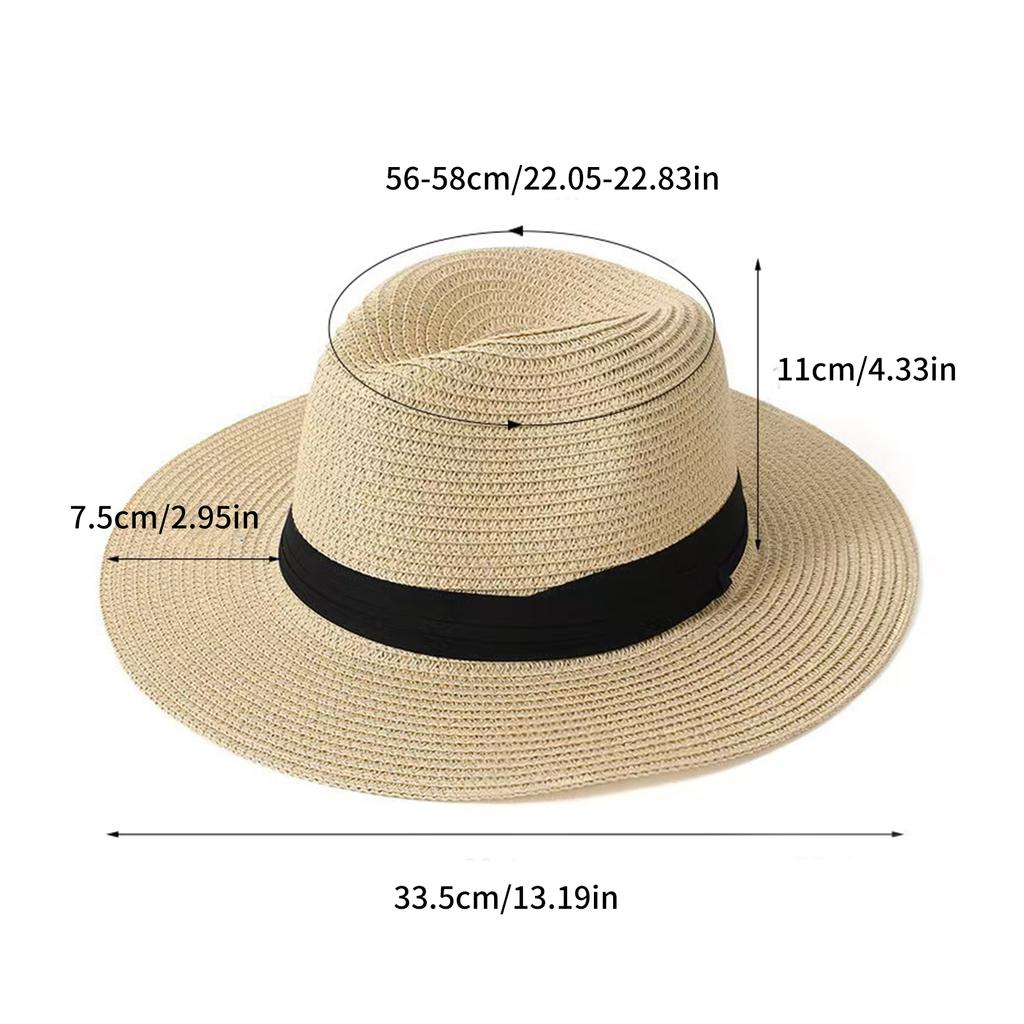 Handcraft Straw Hat for Vacation Holiday Sunproof Hat with Ribbon Band Bohemian Panama Hat for Beach and Music Festival