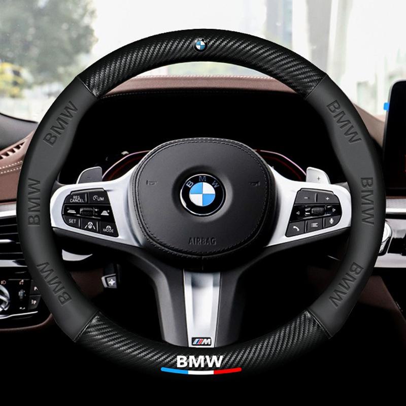 AAAOS1 Carbon Fiber Nappa Leather Car Steering Wheel Cover Accessories B-BMW M X1 X3 X4 X5 X6 G20 G30 E39 E46 E87 E90 E92 F10 Fsticker