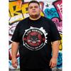Black T Shirt with Los Suaves Black Cat And Rock N Roll Text Print for Casual Wear, Plus Size