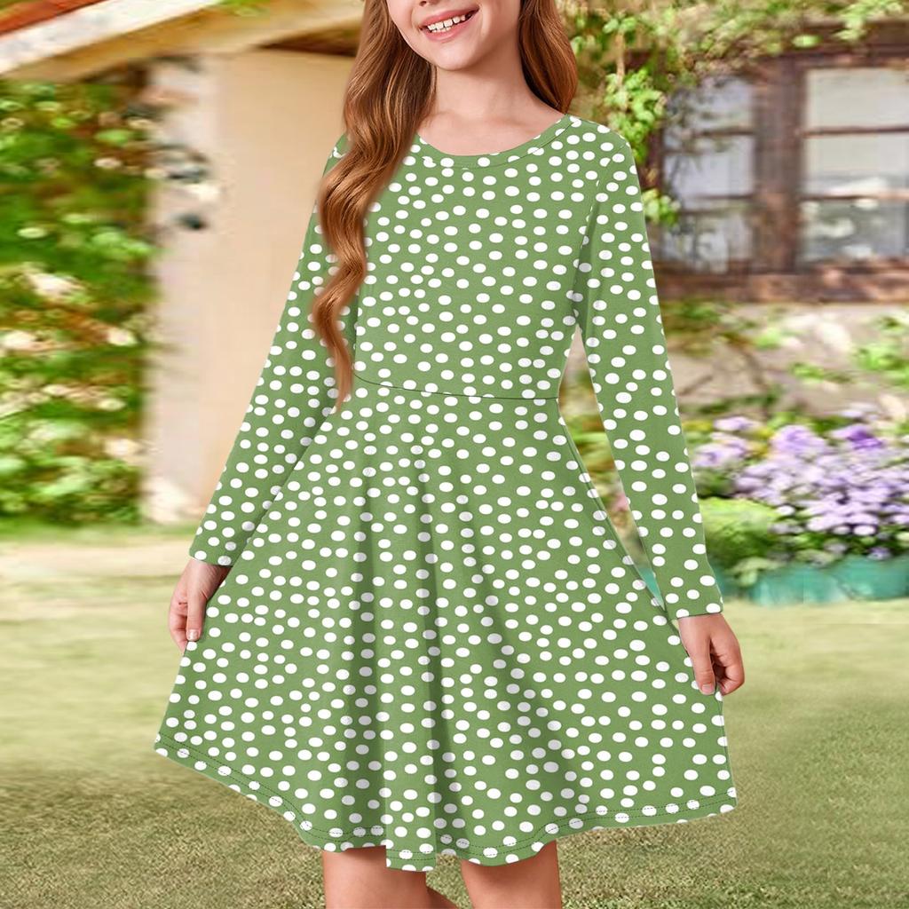 Girls' Summer Princess Dress - Long Sleeve A-Line T-Shirt Dress