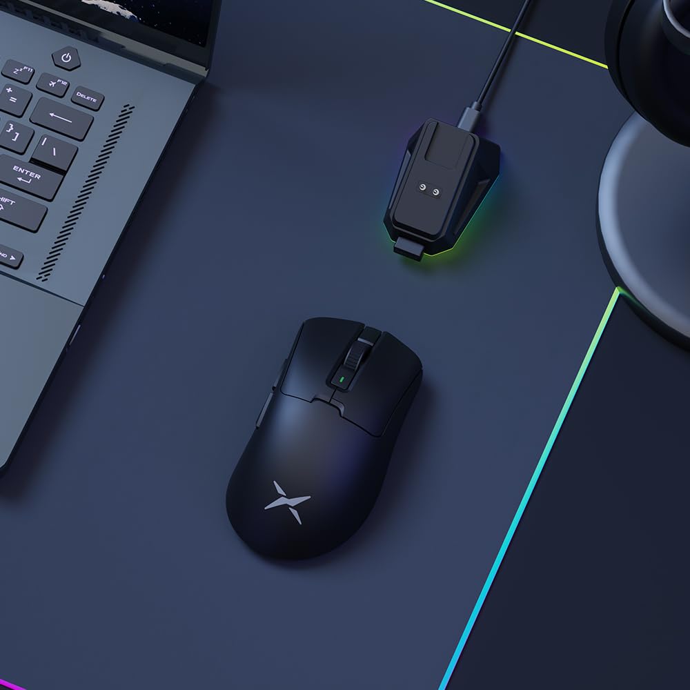 Игровая мышь DELUX M900PRO с частотой опроса 8000 Гц, 63 г, для основного датчика PAW3395, в комплект входит розовая магнитная зарядная база Huano, беспроводная, скорость, легкая,